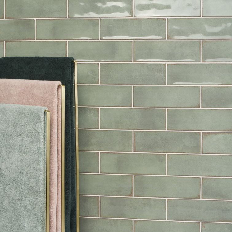 Santa Fe Green Handcrafted 4" x 12" Ceramic Subway Wall Tile