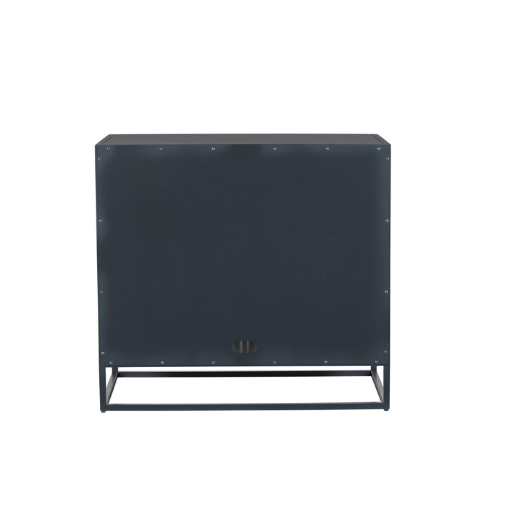 Santorini Deep Blue Metal Kitchen Cabinet with Glass Doors