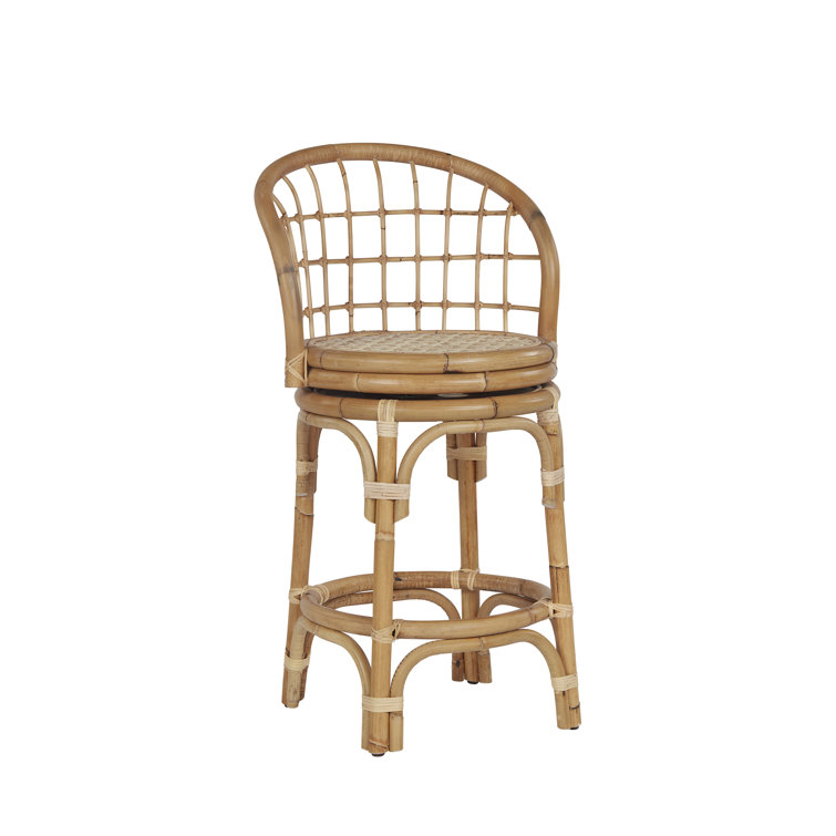 Natural Brown Rattan Swivel Counter Stool