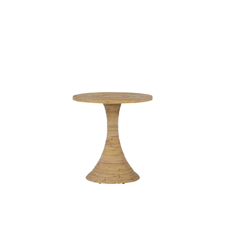 Natural Rattan Round Pedestal Accent Table