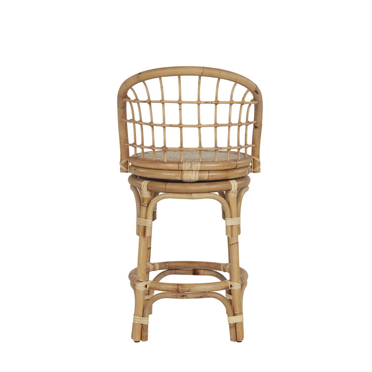 Natural Brown Rattan Swivel Counter Stool