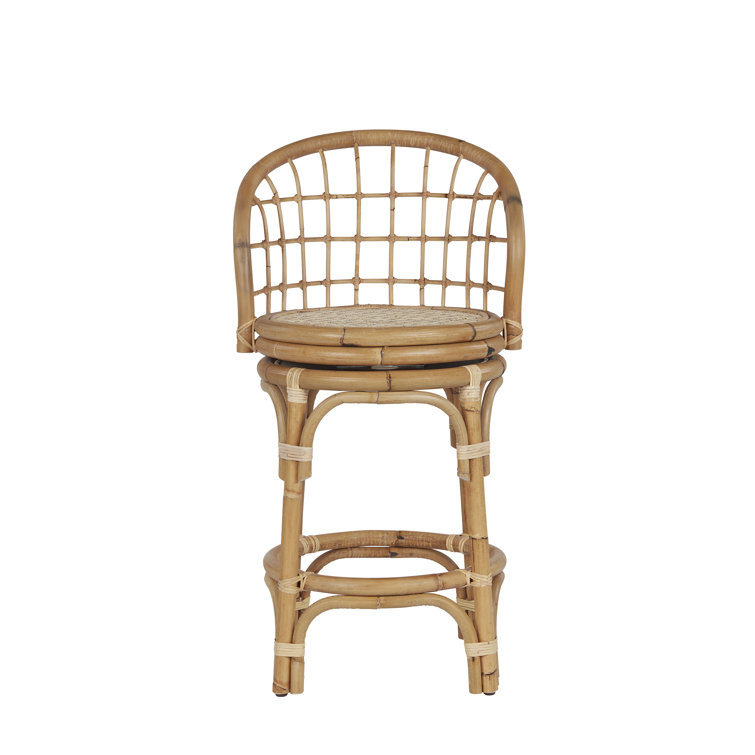 Natural Brown Rattan Swivel Counter Stool