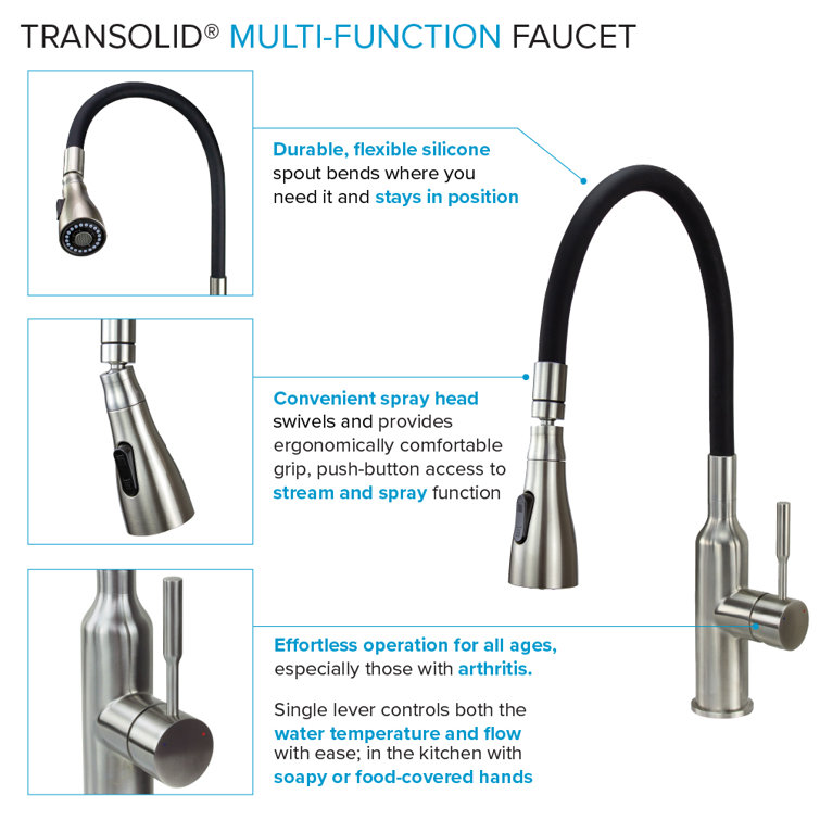 Brushed Nickel and Black Stainless Steel Pull-out Spray Faucet