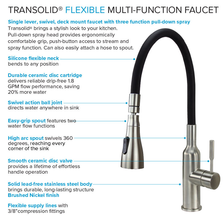 Brushed Nickel and Black Stainless Steel Pull-out Spray Faucet