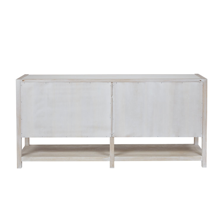 Beige Transitional 76'' Sideboard with Bronze Hardware