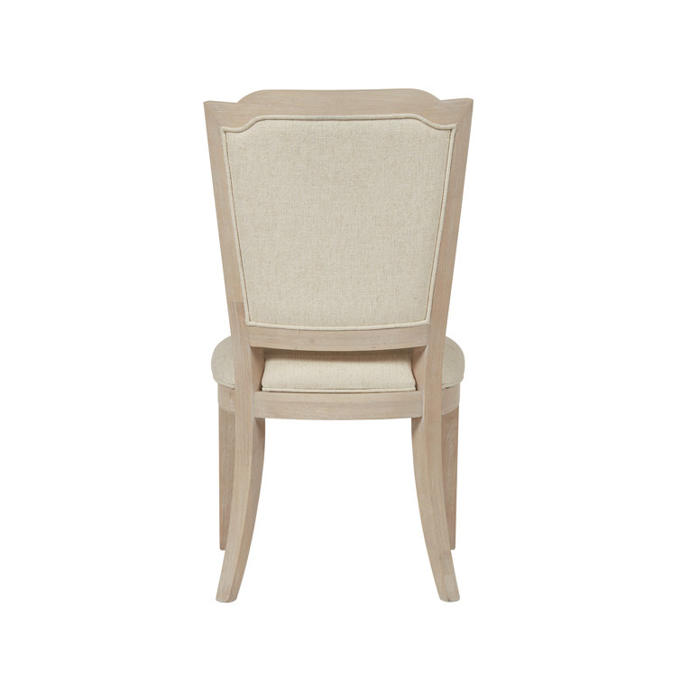 Cream Upholstered Wood Side Chair with Sea Oat Finish