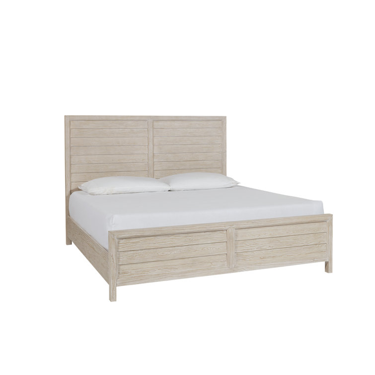 King Beige Coastal Wood Panel Bed with Slats