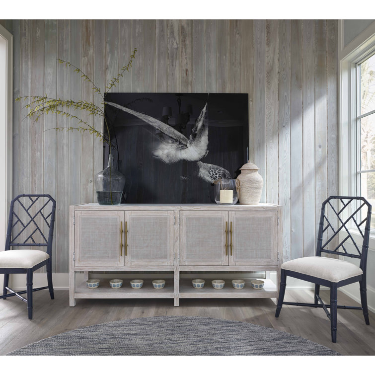 Beige Transitional 76'' Sideboard with Bronze Hardware