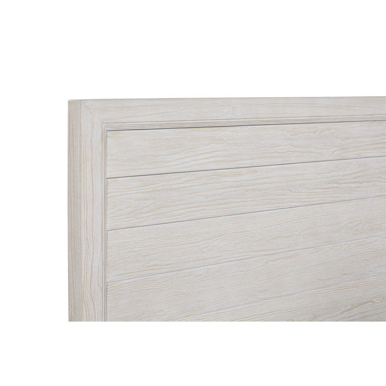 King Beige Coastal Wood Panel Bed with Slats
