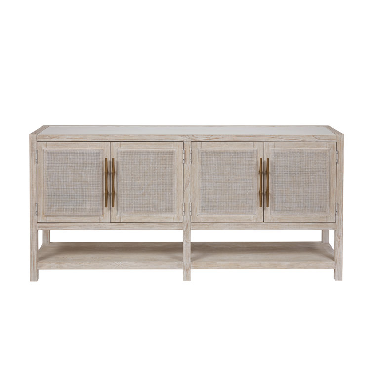 Beige Transitional 76'' Sideboard with Bronze Hardware
