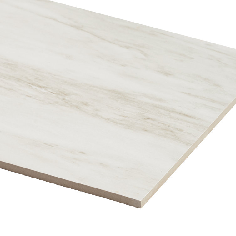 Saroshi 12" x 24" Matte White Marble Look Porcelain Tile