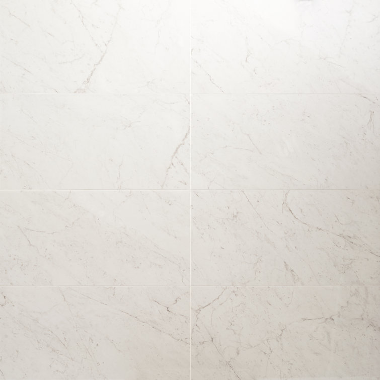 Saroshi Carrara Giola 12" x 24" Polished Marble Look Porcelain Tile