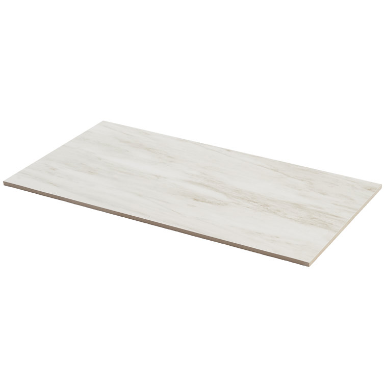 Saroshi 12" x 24" Matte White Marble Look Porcelain Tile