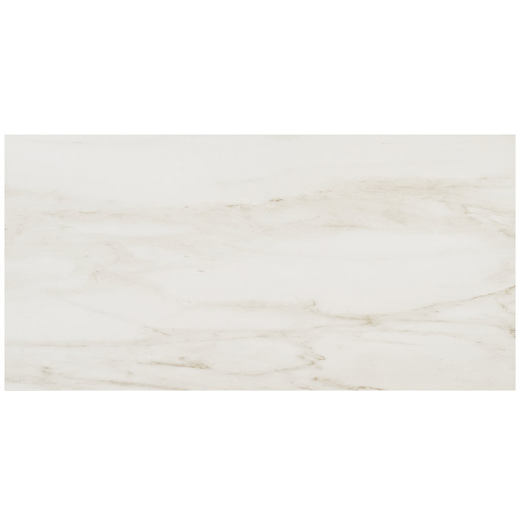 Saroshi 12" x 24" Matte White Marble Look Porcelain Tile