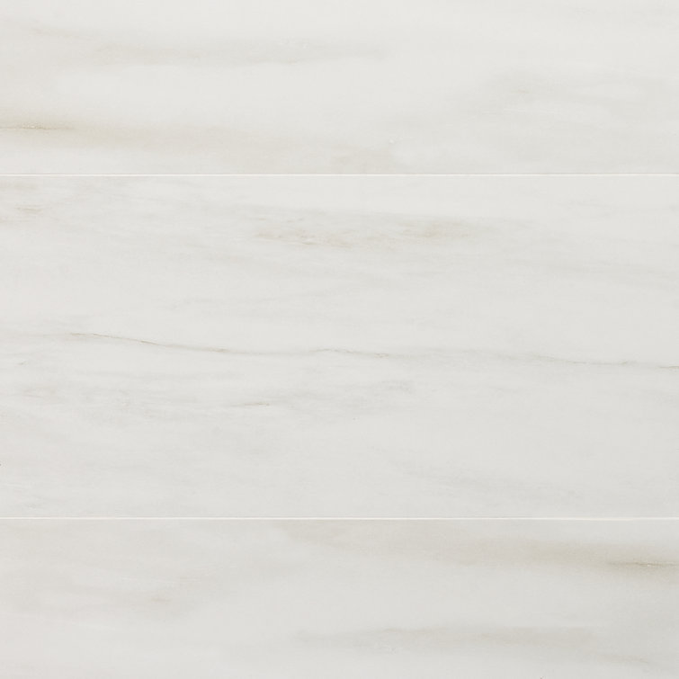 Saroshi 12" x 24" Matte White Marble Look Porcelain Tile