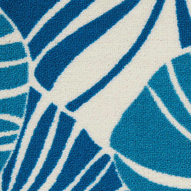 Tropical Blue and Ivory Synthetic Rectangular Area Rug 2'3" x 3'9"