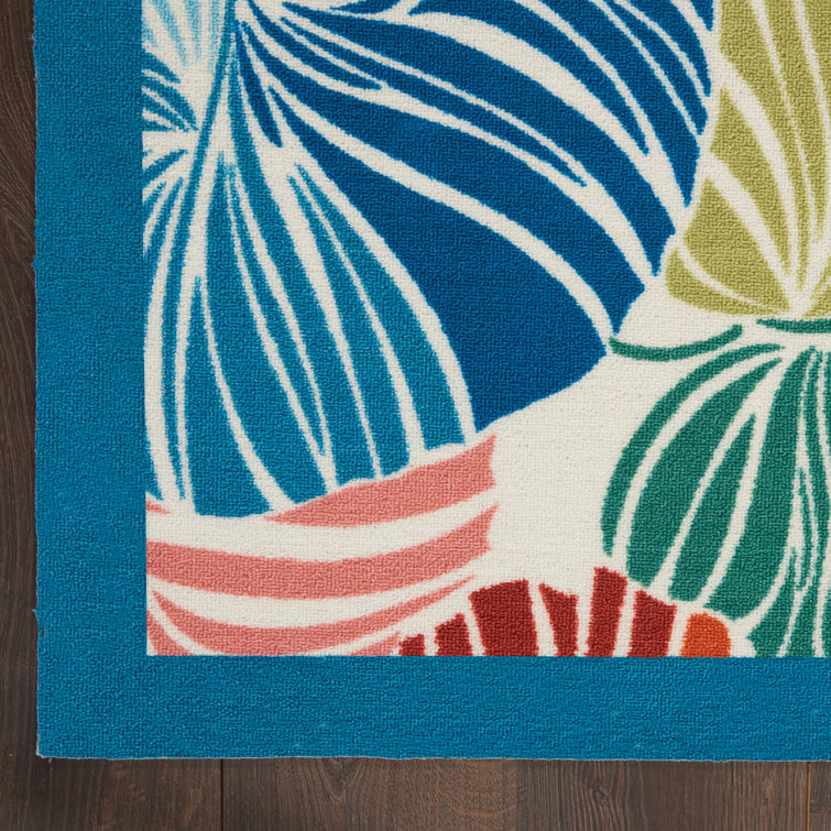 Multicolor Tropical Leaf Pattern Outdoor Area Rug