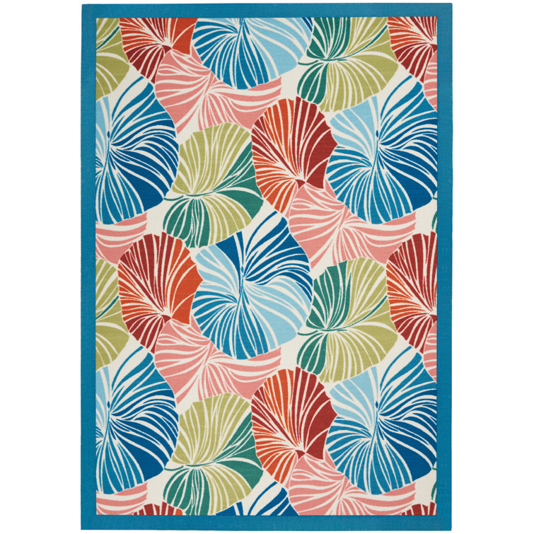 Multicolor Tropical Leaf Pattern Synthetic Indoor/Outdoor Area Rug 2'3" x 3'9"