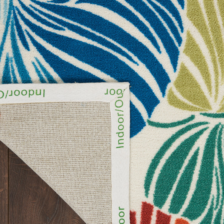 Multicolor Tropical Leaf Pattern Outdoor Area Rug