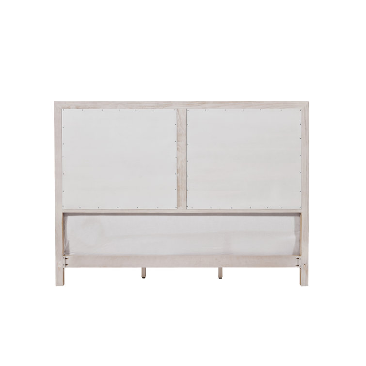 King Beige Coastal Wood Panel Bed with Slats
