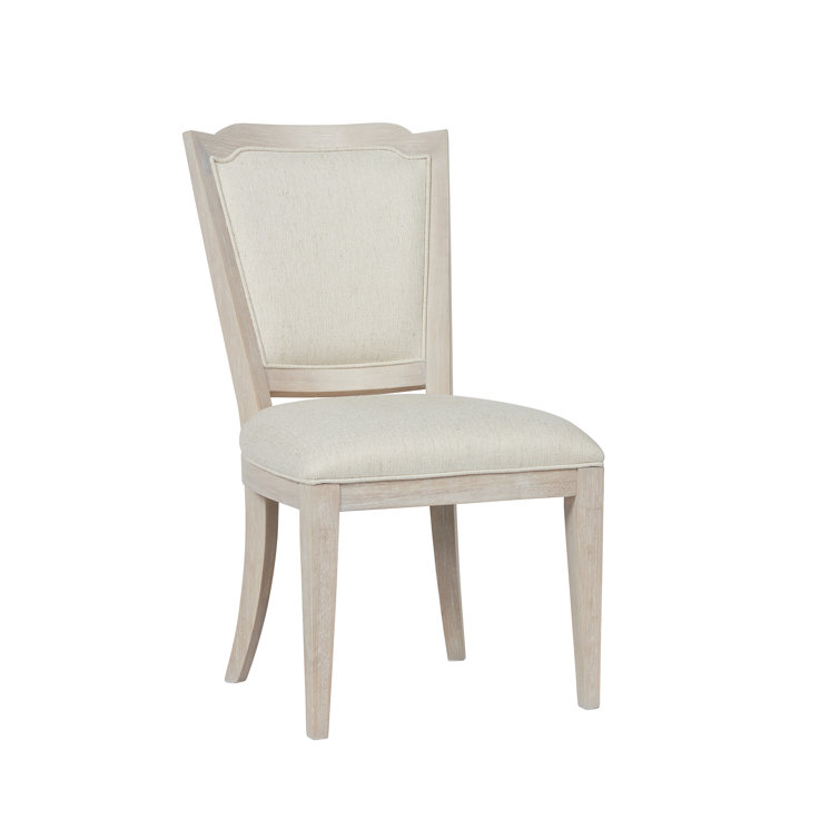 Cream Upholstered Wood Side Chair with Sea Oat Finish