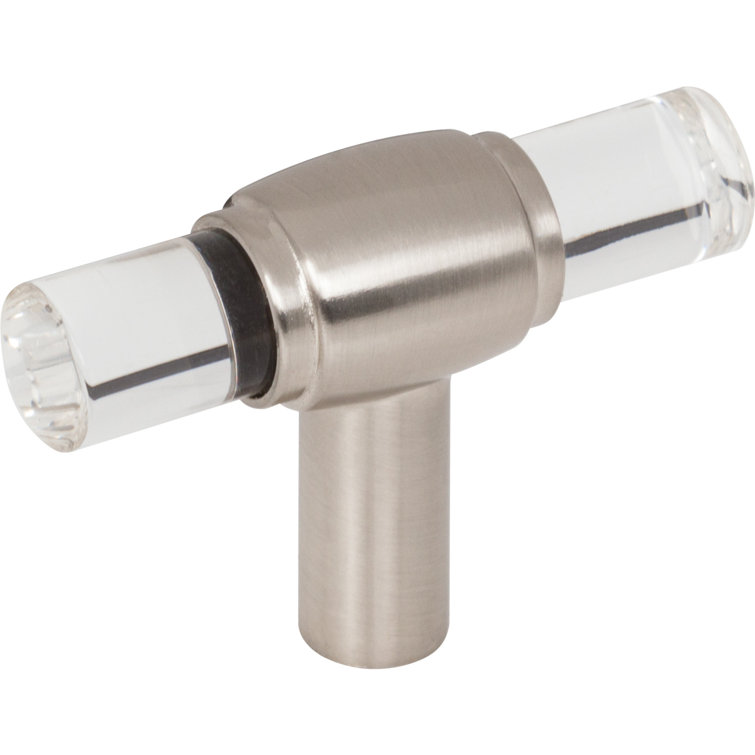 2" Satin Nickel and Acrylic T-Handle Cabinet Knob