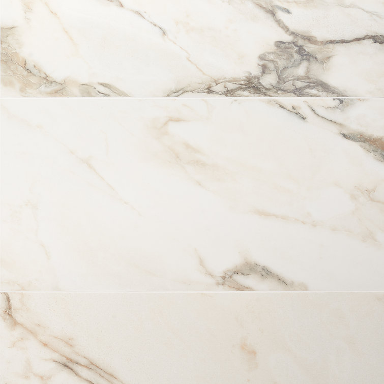 Calacatta Rustico 12" x 24" Polished Marble Look Porcelain Tile
