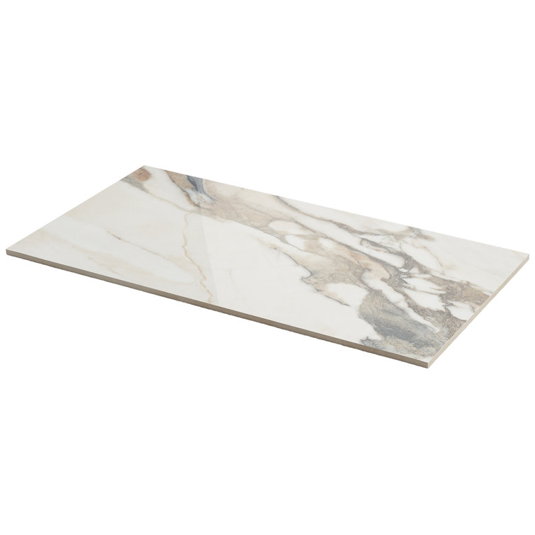 Calacatta Rustico 12" x 24" Polished Marble Look Porcelain Tile