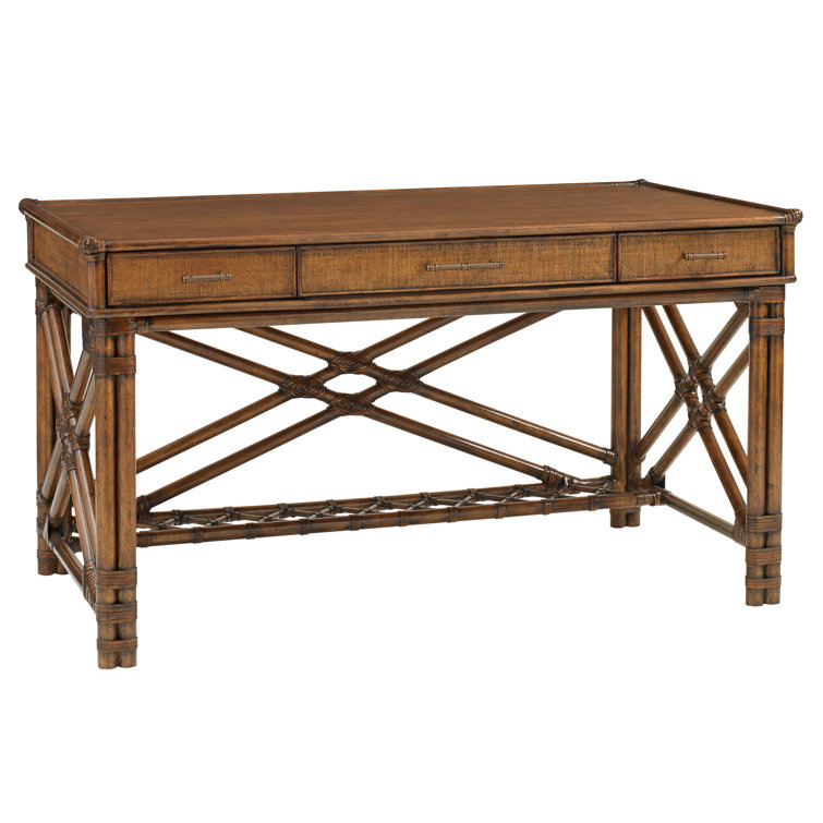 Brown Wood Transitional Home Office Desk with Drawers