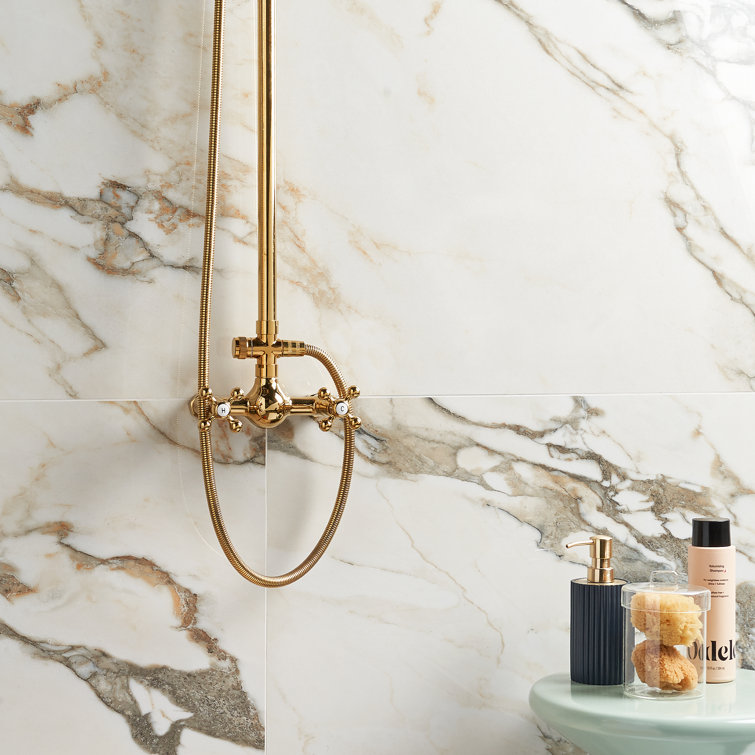 Saroshi Calacatta Rustico Large Polished Porcelain Tile