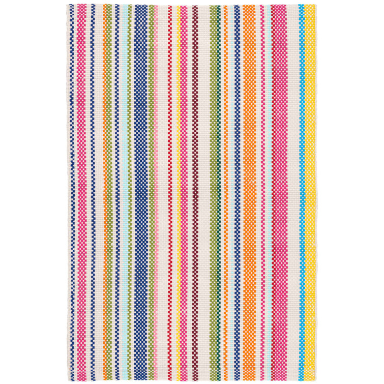 Bright Multicolor Stripe Handwoven Synthetic Indoor/Outdoor Rug