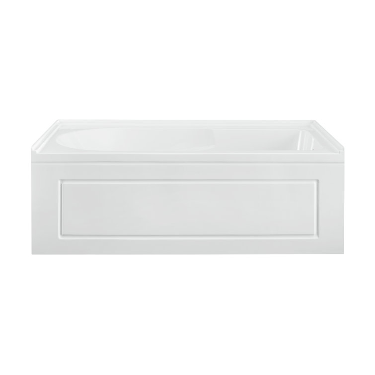 Concorde 60" x 30" White Acrylic Alcove Bathtub with Apron and Armrest