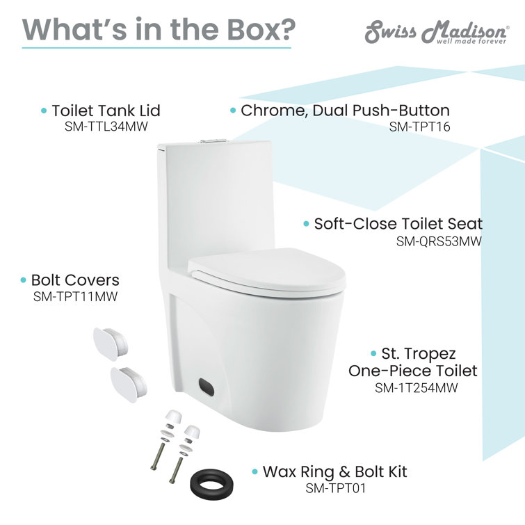 Matte White One-Piece Elongated Dual-Flush Toilet