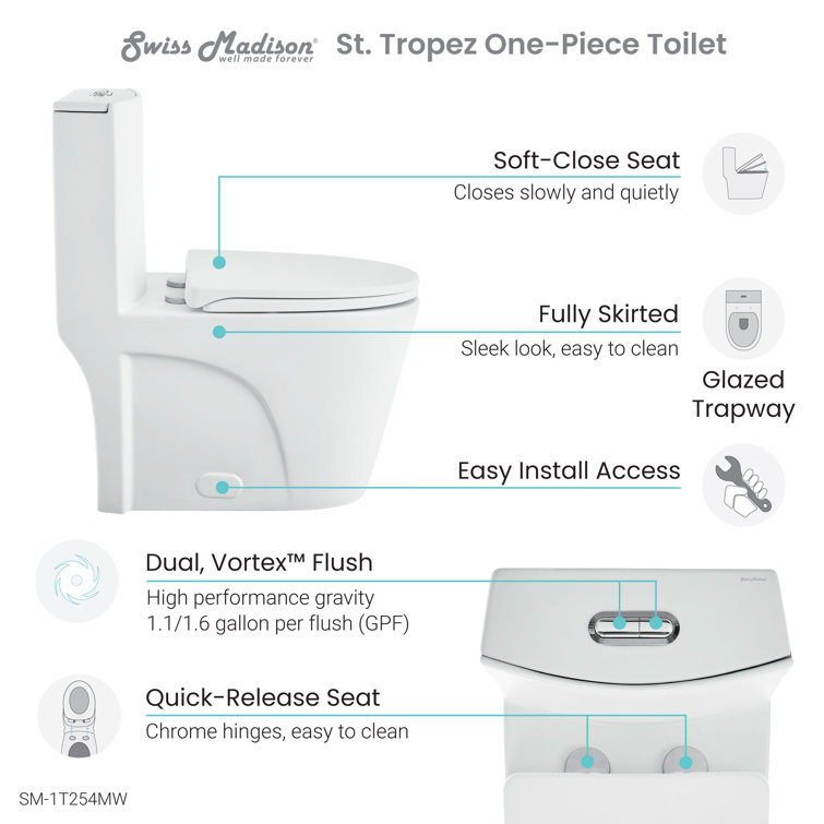 Matte White One-Piece Elongated Dual-Flush Toilet