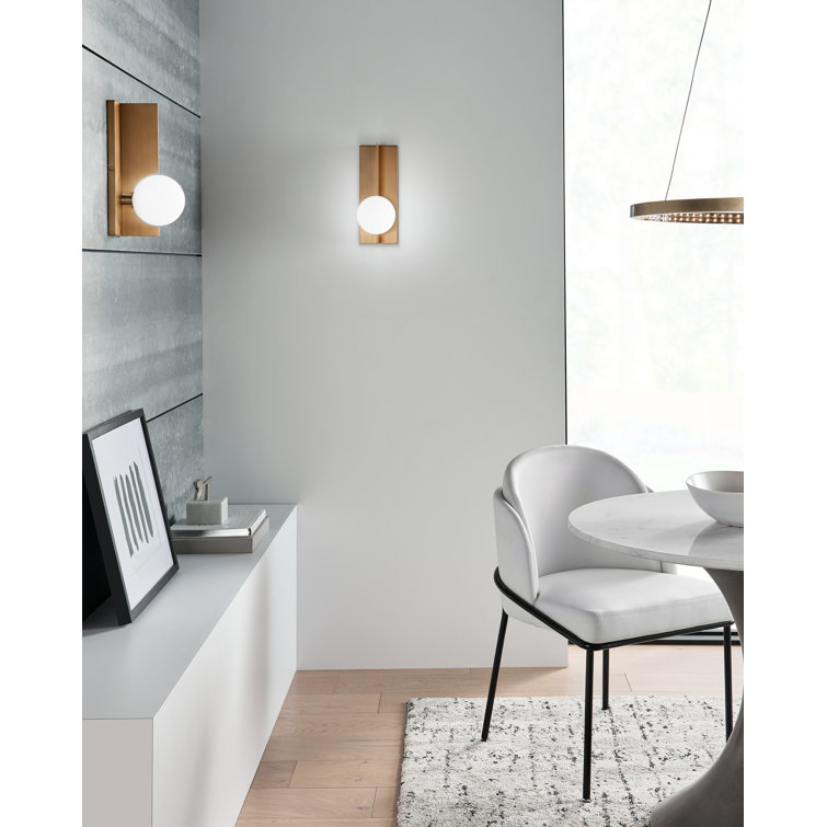 Orbel Geometric Matte Black Wall Sconce with Frosted Glass Shade