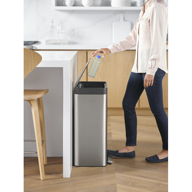 Stainless Steel Dual Compartment Kitchen Trash Can with Pedal