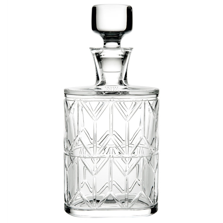 Elegant Clear Crystal Whiskey Decanter Set with Geometric Design