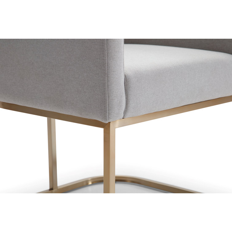 Echo Light Gray Linen Upholstered Arm Chair with Brass Base