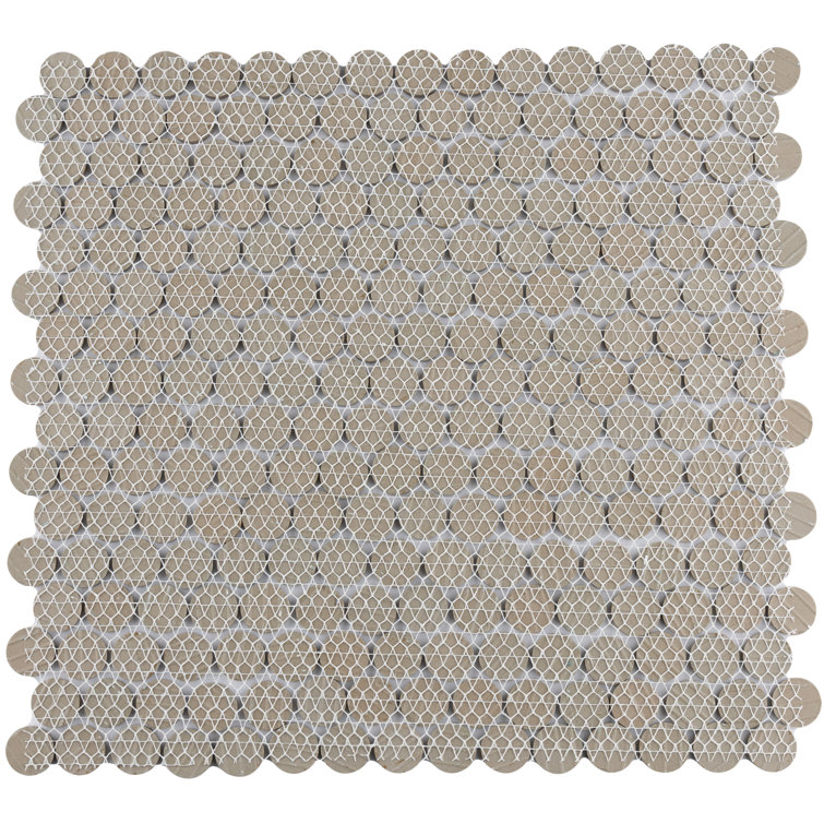 Hudson Penny Round White Glossy Porcelain Mosaic Tile