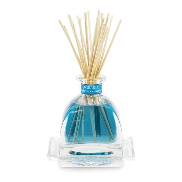 Mediterranean Jasmine Blue Glass Reed Diffuser Set