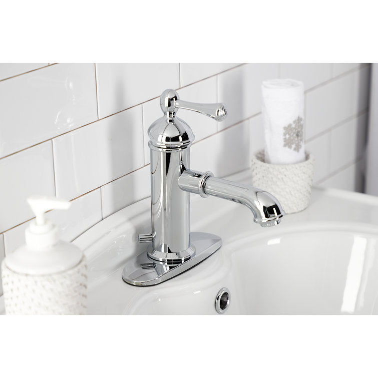 Polished Chrome Single-Handle Bathroom Faucet with Brass Pop-Up