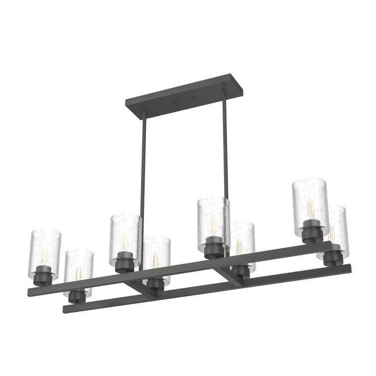 Noble Bronze 40" Linear Chandelier with Seeded Glass
