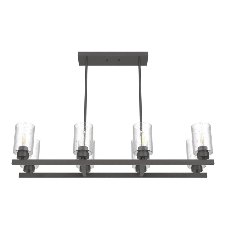 Noble Bronze 40" Linear Chandelier with Seeded Glass