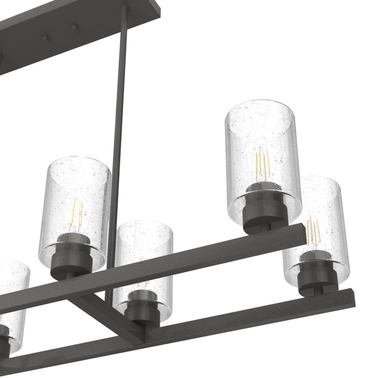 Noble Bronze 40" Linear Chandelier with Seeded Glass