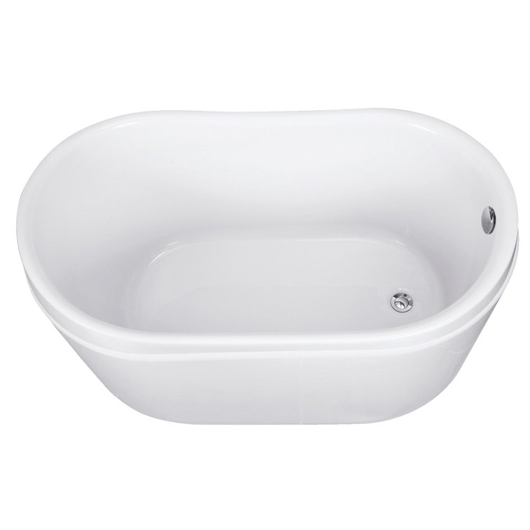 52-Inch White Acrylic Freestanding Slipper Tub with Drain