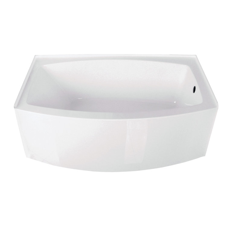 Aqua Eden 60-Inch White Acrylic Curved Apron Alcove Tub
