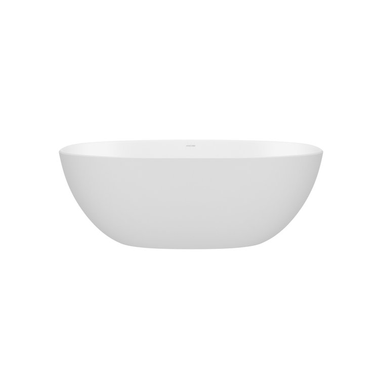 Barcelona 59" Matte White Volcanic Limestone Freestanding Soaking Bathtub