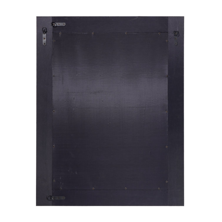 Gray Leather Rectangular Wall Mirror with Stitch Detail