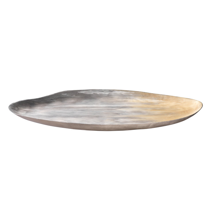 Gray Enamel Oval Metal Decorative Tray