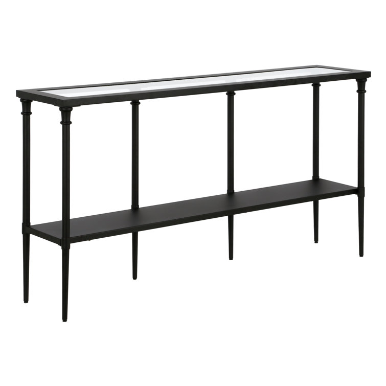 Dafna 55'' Blackened Bronze Metal and Glass Console Table with Storage